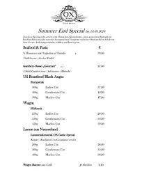 Du möchtest die speisekarte ohne lästige ladezeiten und mit premiumfunktionen wie einer filtermöglichkeit nach vegetarischen oder lieblingsgerichten anderer. Ab Heute Haben Wir Eine Neue Summer End Special Speisekarte Fur Euch Bild Von Ox Royal Koln Tripadvisor