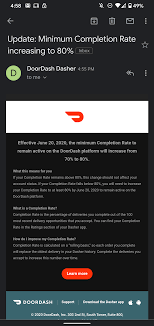 Completion Rate Less Than 80 After June 20th You Re Off The Platform Doordash