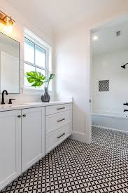 Black And White Cement Tile Bathroom Floor Bathroom Black And White Cement Tile 8 X 8 Black And White Cement Tile With Frost Grout Bat White Oak Hardwood Floors Home And Family Modern Farmhouse Kitchens