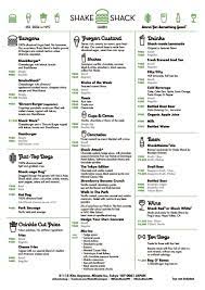 The Menu For This Location Shake Shack Shakes Frozen Custard