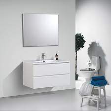 Tous les styles et coloris de meubles dont vous avez besoin sont chez espace aubade ! Meuble Salle De Bain Simple Vasque 90 Cm Blanc Mat