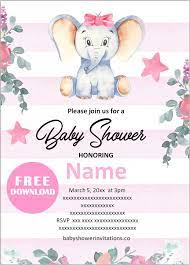 Download, print, or send online (with rsvp). Free Printable Elephant Baby Shower Invitations Templates
