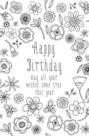 Birthday Wishes Clip Art Black And White Black And White Floral Birthday Card Cute Flowers Hand Drawn Etsy Birthday Card Drawing Birthday Cards Floral Cards