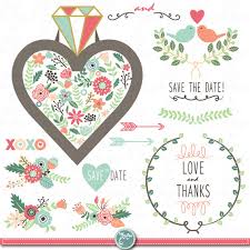 Wedding Clipart Pack Wedding Floral Clip Art Pack Vintage Love Birds Laurels Floral Frames Wreath Wedding Invitaion Instant Download Wd020