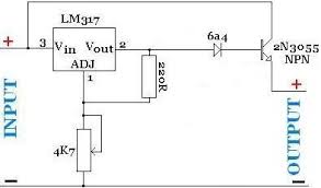 блок питания на Lm338 с регулировкой напряжения и тока Hight Current Power Supply With Lm317t And An Npn Power Transistor Electronics Circuit Electronic Circuit Projects Electronic Schematics