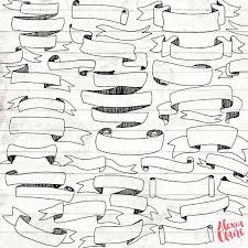 Black And White Banner Cute Banner Clipart Hand Drawn Banner Clipart Vector Wedding Banner Drawing Bullet Journal Banner How To Draw Hands