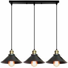 Le choix d'un éclairage dépend de la taille de la salle à manger et de la forme de la table. Suspension Luminaire Industrielle 3 Lampes Edison E27 O22cm Design Avec Socle Barre Vintage Plafonnier Pour Salon