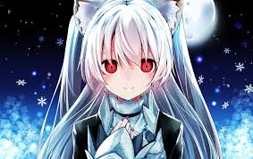 Powerpuff girls z (anime adaptation). Anime Girl Red Eyes White Hair Animal Ears Snowflakes Anime Hd Wallpaper Wallpaperbetter