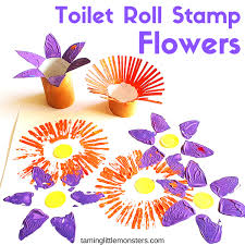 Cover the rest of the toilet paper roll that is not covered with construction paper. Toilet Roll Stamp Flowers Spring Art For Kids Taming Little Monsters
