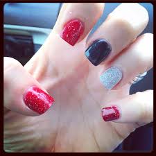 Red Black And Silver Glitter Nails Red Black Silver Glitter Nails Sharonbergernails Red Black Nails Black Silver Nails Silver Glitter Nails