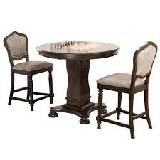 Save space while multiplying the fun as the standard dining table easily converts to a poker table and bumper pool table. Vegas Counter Height Dining Chess And Poker Table Set 42 Distressed Gray Wood 3 Piece Sunset Trading