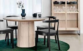 Dining table*round single pedestal table*gear driven 18 takeout leaf*antiqued*table shown in an antiqued caramel biscotti two tone finish*table size: Sm33 Round Extendable Dining Table Danish Design Co