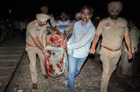 The death toll from thursday's train collision in sadiqabad rose to 24, as a the accident saw carriages derail while the engine of the passenger train was completely destroyed. Amritsar Tragedy 60 Feared Dead As Train Runs Over People Watching Ravan Effigy Burning The New Indian Express