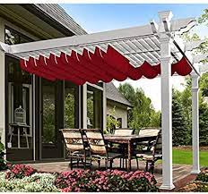 Amazon Com E K 4 Wx16 L Wine Red Waterproof Retractable Shade Cover For Pergola Canopy Slide On Wire Hung Pergola Shade Diy Pergola Canopy Wood Pergola Patio