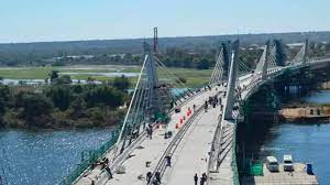 The kazungula bridge straddles the zambezi riverphoto: Mcajdh8feoh2wm