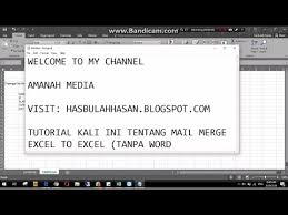 Mail Merge Di Excel Tanpa Word Excel Ke Excel Youtube