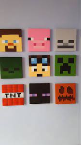 Minecraft Wall Art Set Of 9 Canvases Small 8 X 8 Painting Minecraft Minecraft Wall Minecraft Art