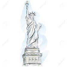 Statue De La Liberté Couleur De Dessin À New York, Etats-unis. Vector  Illustration Clip Art Libres De Droits, Svg, Vecteurs Et Illustration.  Image 10118241