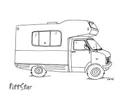 Digital Line Art Instant Download Class C Motorhome By Pittstar Camper Drawing Coloring Pages Motorhome
