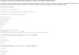 Persamaan Linear 1 2 3 4 Variabel Matematika Contoh Soal Jawaban