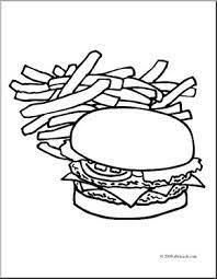 The big mac is a hamburger sold by international fast food restaurant chain mcdonald's.it was introduced in the greater pittsburgh area in 1967 and nationwide in 1968. Clip Art Hamburger Fries Coloring Page I Abcteach Com Abcteach