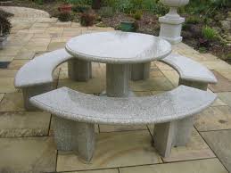 This Beautiful Polished Stone Round Table And Chairs A Perfect Focal Point For Any Patio Or Garden Granite Furniture Garden Table And Chairs Granite Table