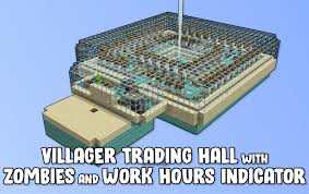 Wandering traders are a type of villager that spawn randomly close to the player in both editions, or periodically in village gathering sites in bedrock edition. Villager Trading Hall With Zombies And Work Hours Indicator Creation 13979