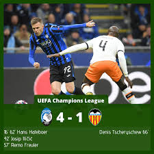 Atalanta performance & form graph is sofascore football livescore unique algorithm that we are generating from team's last 10 matches, statistics, detailed analysis and our own knowledge. Uefa Champions League Atalanta Defeated Valencia 4 1 Ligalive
