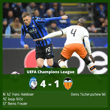 Последние твиты от uefa champions league (@championsleague). Uefa Champions League Atalanta Defeated Valencia 4 1 Ligalive