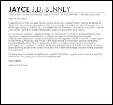 Manufacturing Engineer Cover Letter Sample Cover Letter Templates Examples
