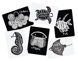 Black And White Graphics For Babies Art Cards For Baby Sea In 2020 Card Art Baby Art Monochrome Art