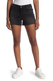 Hudson Gracie Mid Rise Raw Hem Denim Shorts In Black Modesens