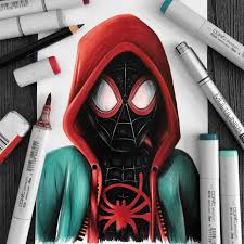 Materials listed below 👇30 hours to completematerials. Miles Morales Drawing Done With Copic Markers Copic Marker Art Art Markers Drawing Marker Art