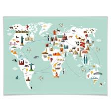 Poster Mappamondo Travel The World Wall Art It Carte Geografiche Mappe Illustrate Poster
