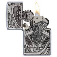 Zippo Original 29266 Harley Davidson Engine Surprise Emblem Chrome Shopee Indonesia