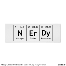 Nerdy Chemistry Periodic Table Words Elements Nerd Poster Zazzle Com Au Periodic Table Words Chemistry Chemistry Periodic Table