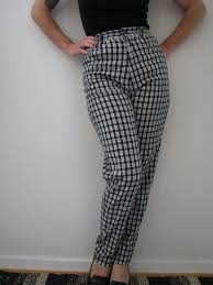 Black And White Square Pattern Pants 80s Black And White Karoliina High Waist Plaid Pants High Waisted Pants Plaid Pants High Waisted