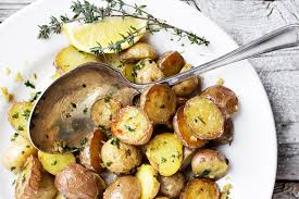 Garlic And Lemon Roasted Potatoes Small Potatoes Recipe Lemon Roasted Potatoes Golden Potato Recipes