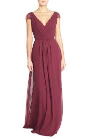 Free Shipping And Returns On Hayley Paige Occasions Lace Chiffon Cap Sleeve Gown At Nordstrom C In 2020 Womens Bridesmaid Dresses Bridemaid Dress Lace Burgundy Dress