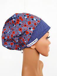 Scrub Hat Red Flowers Scrub Caps For Women Surgical Hat Etsy Scrub Hats Bouffant Scrub Caps Surgical Caps Woman
