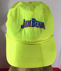Jim Beam Neon Yellow Baseball Cap Hat Snapback Rope Detail Bourbon Liquor Yellow Baseball Cap Hats Snapback Neon Yellow