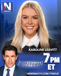 TONIGHT: White House Press Secretary Karoline Leavitt will join "Rob  Schmitt Tonight" to discuss the president's agenda and pushback from  liberal judges the administration is fighting — 7PM ET
