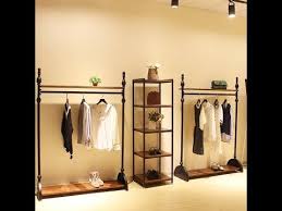 Purposely for hanging clothes and bags. Clothing Shop Hanger Display Rack Antique Solid Wood Floor Mounted Hanger Iron Clothes Display Rack Cl Clothing Rack Clothing Display Rack Interior Display