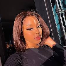 Wiggins Bob Wig Human Hair Colored Wigs for Black Women Human Hair #4 Dark  ChocolateÃ‚ Brown 4x4 Lace Closure Wigs Glueless Wigs Human Hair Bob Lace  Front Wigs Pre Plucked with Baby