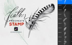 2 'gouache' brushes, 2 'oil paint' brushes, and 2 'watercolour' brushes. Feather Procreate Stamp Brush Grafik Von Tasmalee Art Creative Fabrica