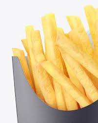 Download Matte Paper Medium Size French Fries Packaging Mockup Half Side View In Box Mockups On Yellow Images Object Mockups PSD Mockup Templates
