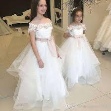Off Shoulder Birthday Party Dresses For Adults Lovely White Flower Girls Dresses For Weddings Off The Shoulder Lace Tulle Princess Birthday Party Dre Girls Dresses Pretty Girl Dresses Flower Girl Dress Lace
