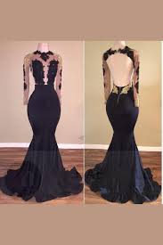 Evening Dress Mermaid Open Back Prom Dresses Black Mermaid Prom Dresses Lace Evenin Black Mermaid Prom Dress Black Lace Prom Dress Prom Dresses With Sleeves