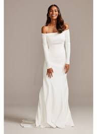 Whatever you're shopping for, we've got it. Off The Shoulder Buttoned Back Crepe Wedding Dress David S Bridal