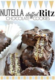 Nutella Stuffed Ritz Cracker Chocolate Cookies Christmas Food Desserts Desserts Nutella Recipes